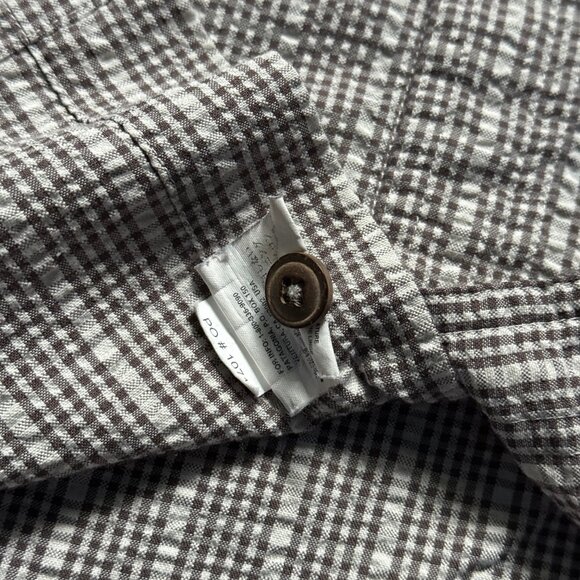*Vintage Patagonia Men's Seersucker Short Sleeve Shirt - Brown/Grey - Picture 6 of 9